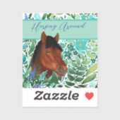 Paardrijden rond Flower Lover Brown Horse Sticker (Vel)