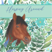 Paardrijden rond Flower Lover Brown Horse Sticker (Voorkant)