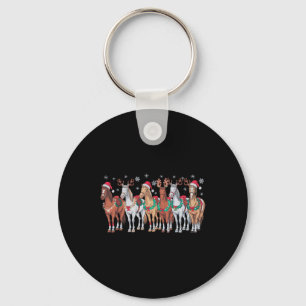 Paardrijden Santa Hat Christmas Lights Animal Love Sleutelhanger