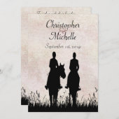 Paardrijden Silhouette Paar Zonsondergang Huwelijk Kaart (Voorkant / Achterkant)