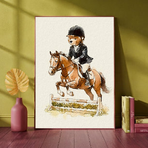Paardrijden Teddybeer Paardensport Dieren Sport Poster