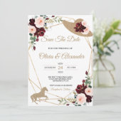 Paardrijden Trouw Save The Date Kaart (Staand voorkant)