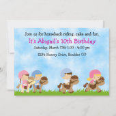 Paardrijden Verjaardag Uitnodiging, Meisjes & Jong Kaart (Voorkant)