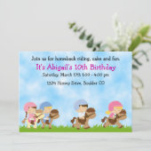 Paardrijden Verjaardag Uitnodiging, Meisjes & Jong Kaart (Staand voorkant)