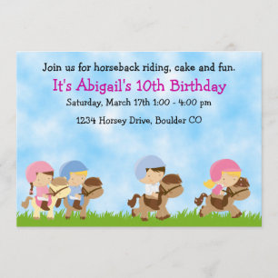 Paardrijden Verjaardag Uitnodiging, Meisjes & Jong Kaart