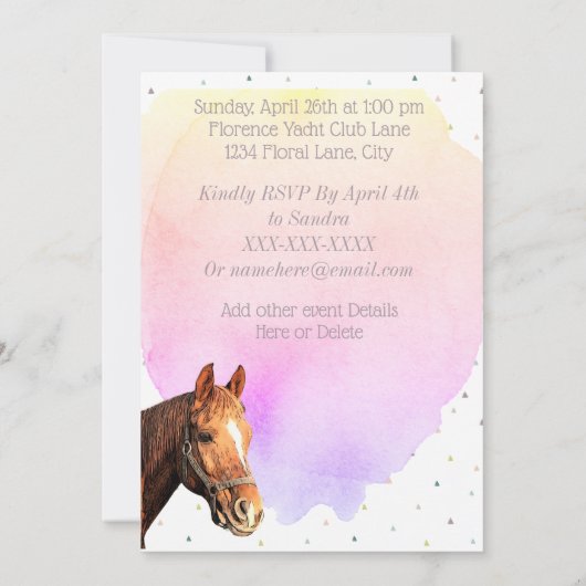 Paardrijden Verjaardagsfeestje Dier Mooie Roze Kaart (Achterkant)