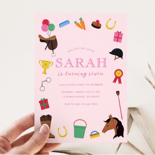 Paardrijden Verjaardagsfeestuitnodiging Kaart