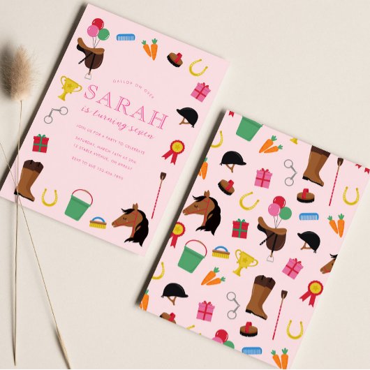 Paardrijden Verjaardagsfeestuitnodiging Kaart