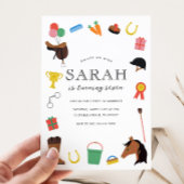 Paardrijden Verjaardagsfeestuitnodiging Kaart