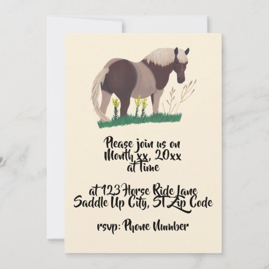 Paardrijden Verjaardagsfeestuitnodigingen Kaart (Achterkant)