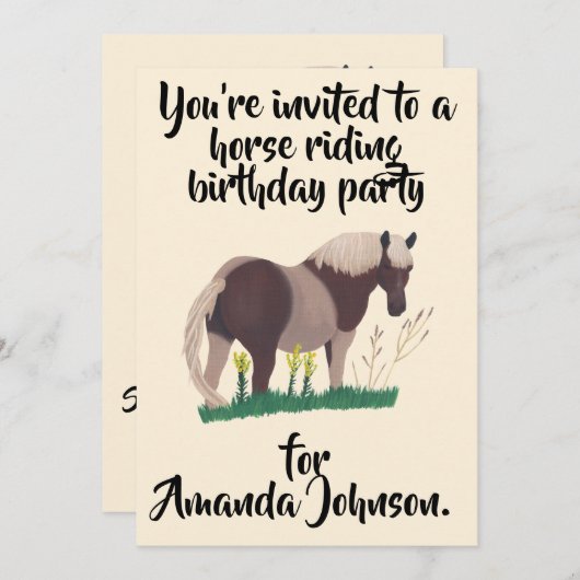 Paardrijden Verjaardagsfeestuitnodigingen Kaart (Voorkant / Achterkant)