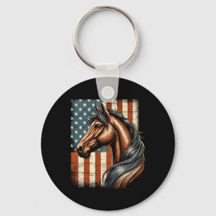 Paardrijden Western Boerderij Amerikaanse vlag Sleutelhanger