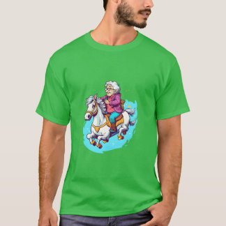 Paardrijdende oma paardrijden Kawaii familie T-shirt