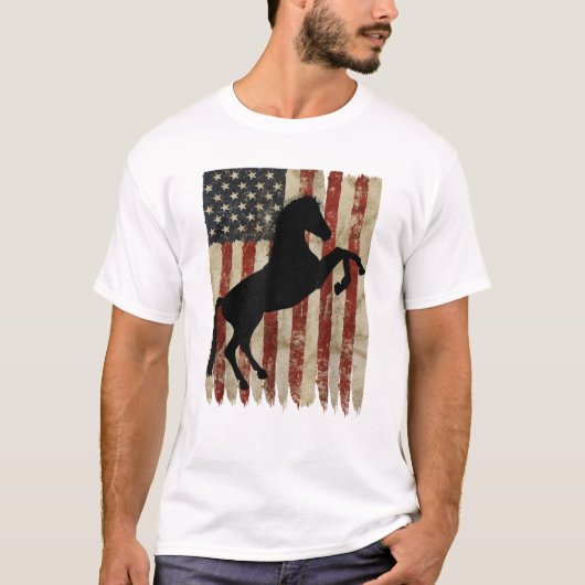 Paardrijder Amerikaanse vlag USA Patriottische hen T-shirt (Voorkant)
