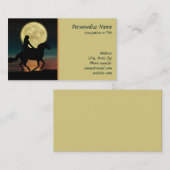 Paardrijder bij nacht Volle maan langs het strand Visitekaartje (Voorkant / Achterkant)