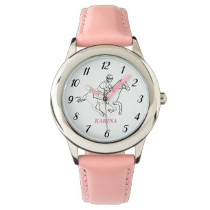 Paardrijder Dressuur Paardensport Paard Roze Kinde Horloge
