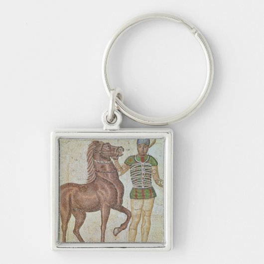 Paardrijder in racekleuren sleutelhanger (Voorkant)