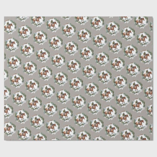 Paardrijder Kerstcadeauverpakking Cadeaupapier (Vlak)