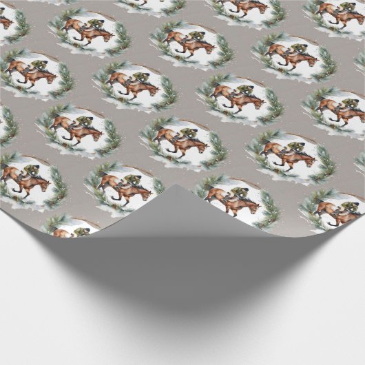 Paardrijder Kerstcadeauverpakking Cadeaupapier (Hoek)