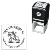 Paardrijder Paard #2 Springen Bibliotheek Boeknaam Zelfinktende Stempel (In situ)