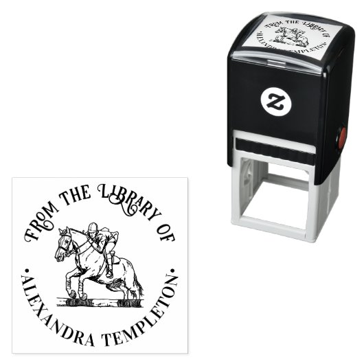 Paardrijder Paard #2 Springen Bibliotheek Boeknaam Zelfinktende Stempel (In situ)