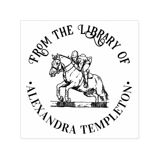 Paardrijder Paard #2 Springen Bibliotheek Boeknaam Zelfinktende Stempel (Design)