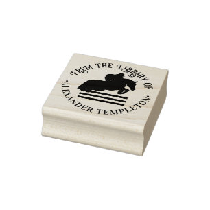 Paardrijder, Paard Springen Bibliotheek Boek Naam  Rubberstempel