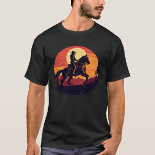 Paardrijder Retro  Sunset Horse Girl Graph T-shirt