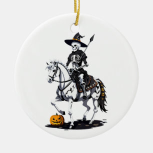 Paardrijder Skelet - Halloween Skelet Keramisch Ornament