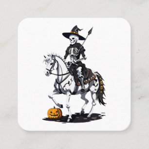 Paardrijder Skelet - Halloween Skelet Vierkante Visitekaartje