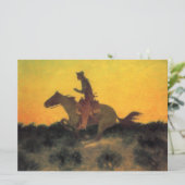 Paardrijder tegen de zonsondergang (door Remington Kaart (Staand voorkant)