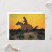 Paardrijder tegen de zonsondergang (door Remington Kaart (Voorkant / Achterkant in situ)