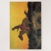Paardrijder tegen de zonsondergang (door Remington Legpuzzel (Verticaal)