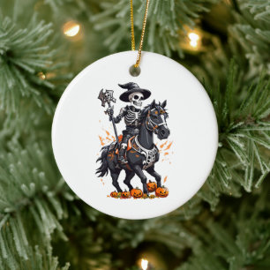 Paardrijder van skeletpaard keramisch ornament
