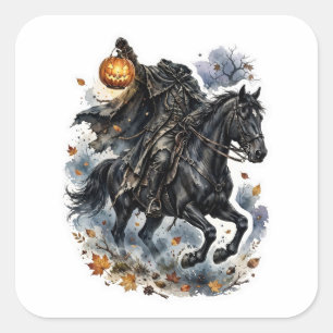 Paardrijder zonder hoofd Sticker, Sleepy Hollow Ha Vierkante Sticker