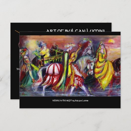 PAARDRIJDERS IN DE NACHT Fantasy Uitnodiging Briefkaart (Voorkant / Achterkant)