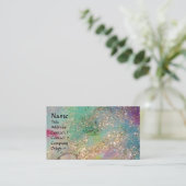 PAARDRIJDERS IN NACHTblauw blauwgroen, gouden schi Visitekaartje (Staand voorkant)