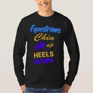 Paardrijders Kinn op Hielen neer in Blauw Geel    T-shirt