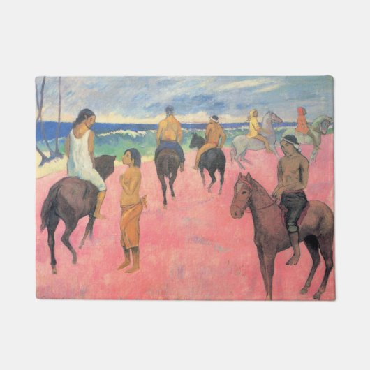 Paardrijders op het strand in Tahiti (door Gaugin) Deurmat (Voorkant)