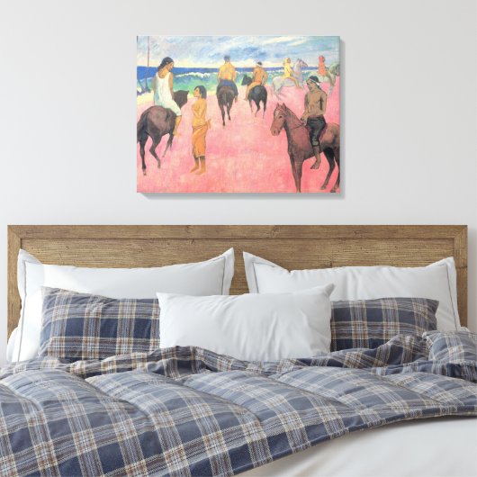 Paardrijders op het strand in Tahiti (Paul Gaugin) Canvas Afdruk (Insitu (Slaapkamer))