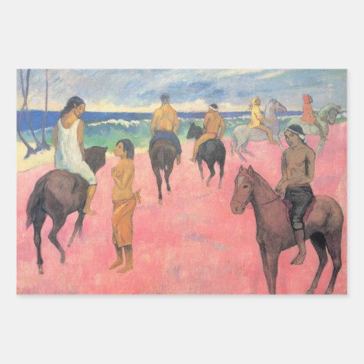 Paardrijders op het strand in Tahiti (Paul Gaugin) Inpakpapier Vel (Voorkant 3)