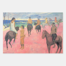 Paardrijders op het strand in Tahiti (Paul Gaugin)