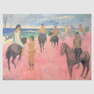 Paardrijders op het strand in Tahiti (Paul Gaugin) Tissuepapier