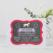 Paardrijfeest Uitnodiging Pony Red (Staand voorkant)