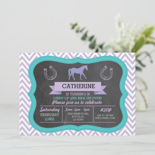 Paardrijfeest Uitnodiging Pony Uitnodiging (Staand voorkant)