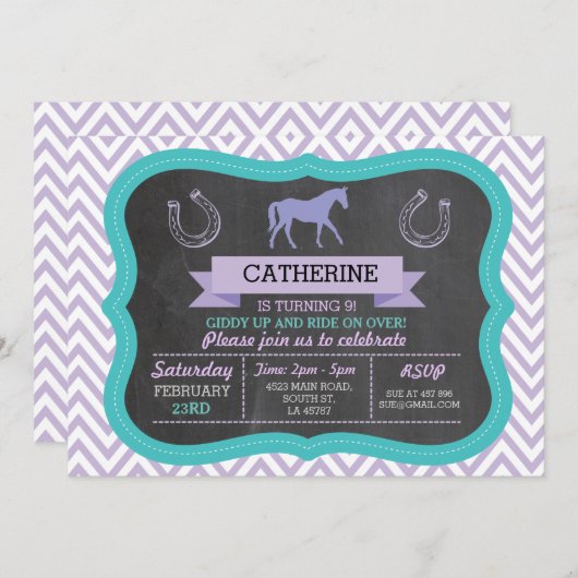 Paardrijfeest Uitnodiging Pony Uitnodiging (Voorkant / Achterkant)