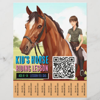 Paardrijles Flyer van kinderen met QR-code