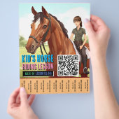 Paardrijles Flyer van kinderen met QR-code (Hand)