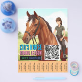 Paardrijles Flyer van kinderen met QR-code (Enkel)