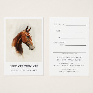 Paardrijlessen Cadeaubon Template Visitekaartje